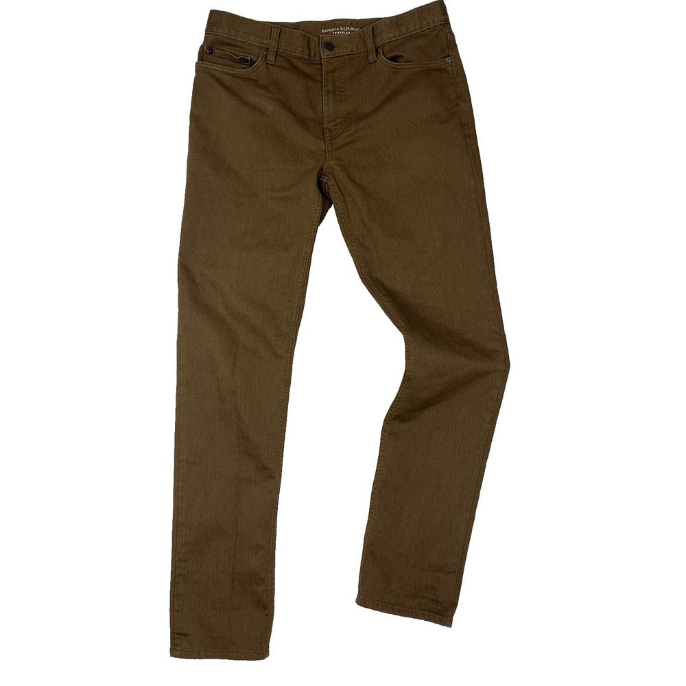 Banana Republic Traveler Pants Men's 31 X 32 Camel Slim Fit Stretch Casual Chino